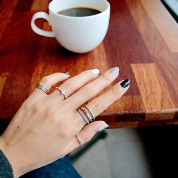 Minimalist 925 Sterling Silver Three Layer Ring - Picture 2 of 3